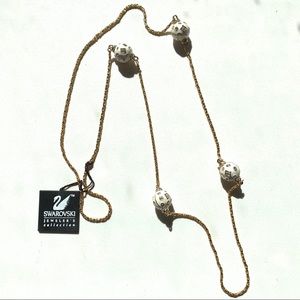 Swarovski long necklace gold crystal multi ball